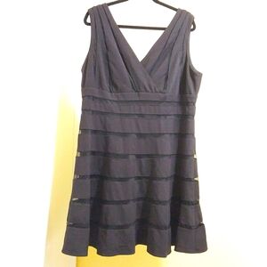 Black Sleeveless Mini Dress with Netting - Sz 18W